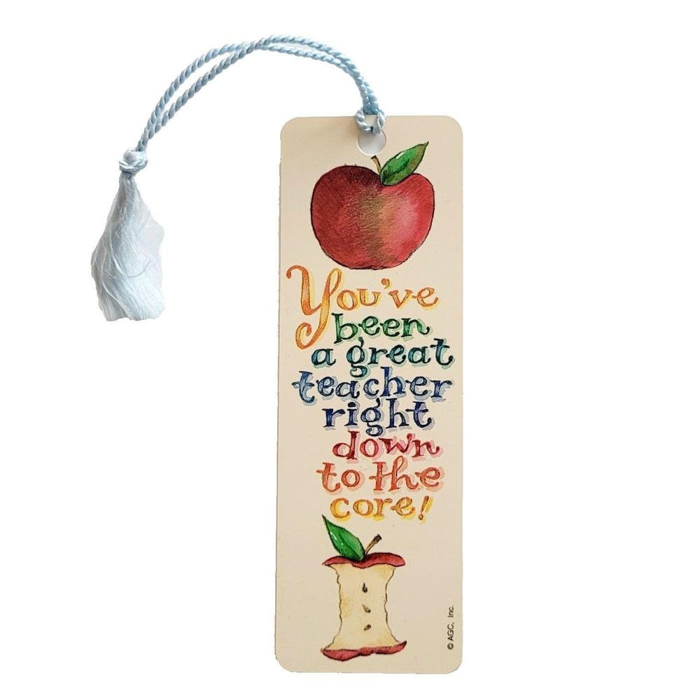 Vintage 90s Teacher Red Apple Bookmark Tassel American Greetings 1990s FGGF-020A